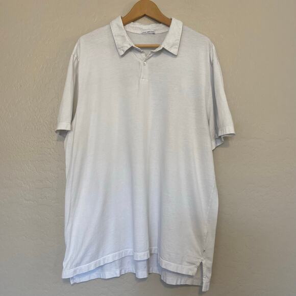 Standard James Perse Mens Supima Cotton Jersey Polo Size 5 XXL 2XL Basic White - Picture 1 of 6